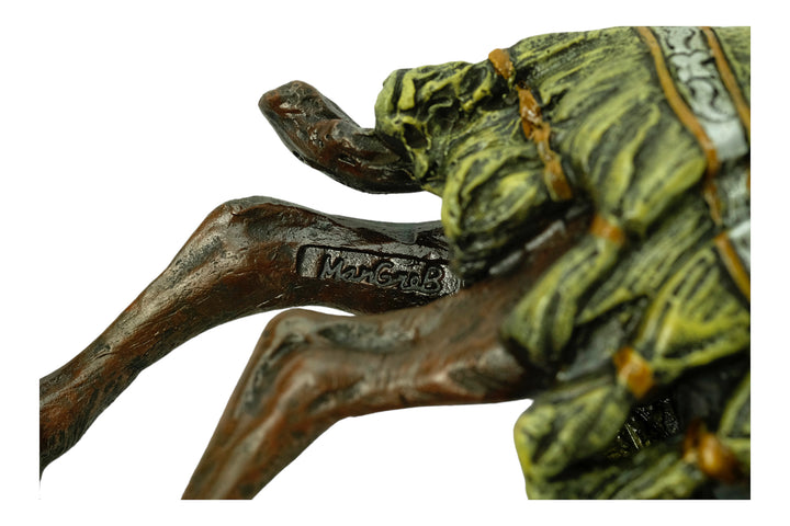 Bronze sculpture of a soldier on a camel