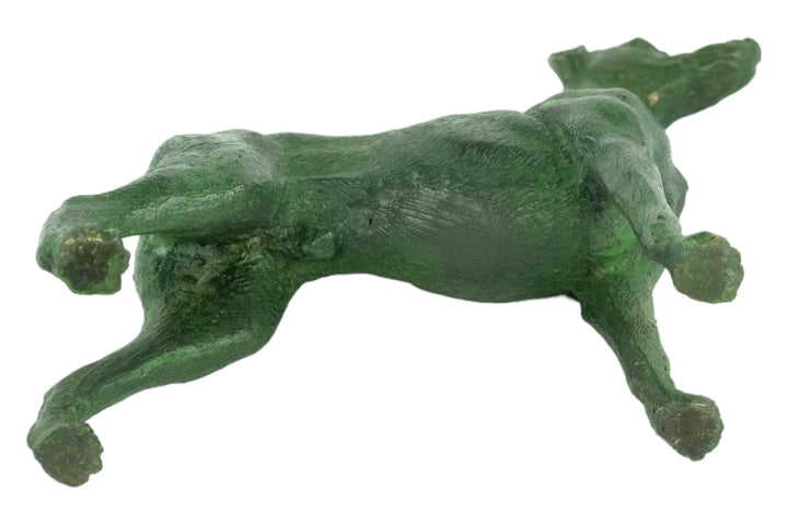 Bronze sculpture of a standing dobermann dog