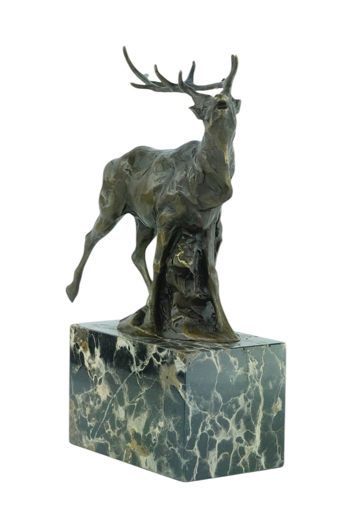 Bronze sculpture of a braying red deer