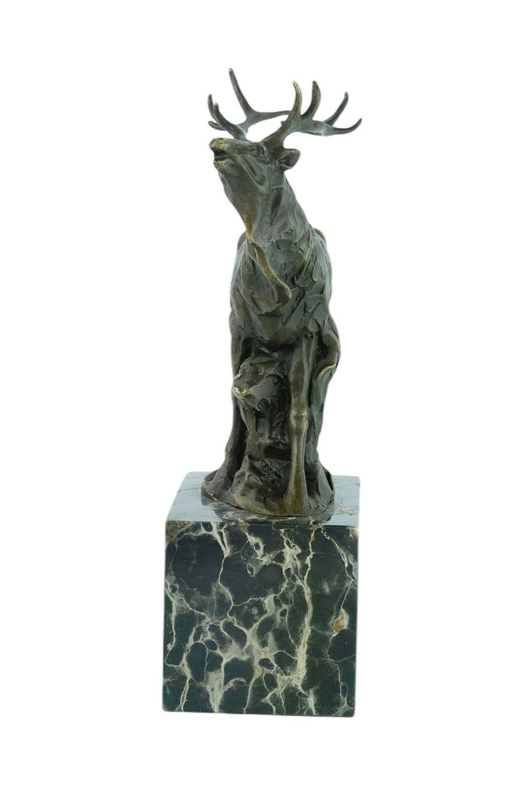 Bronze sculpture of a braying red deer