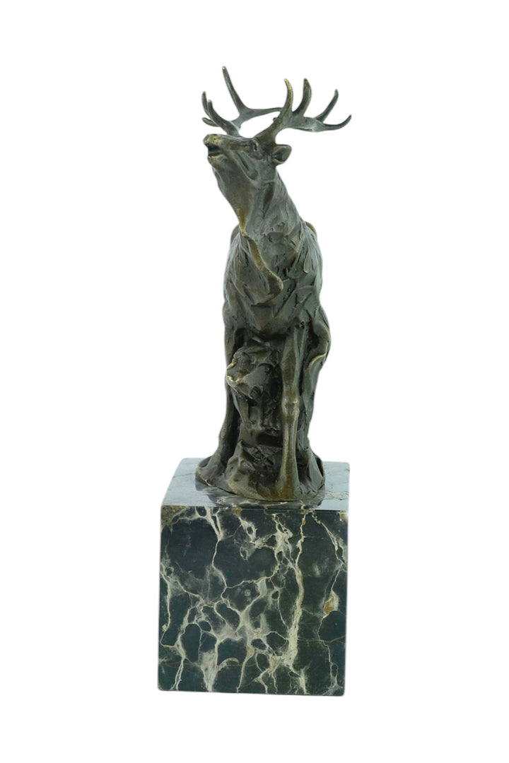 Bronze sculpture of a braying red deer