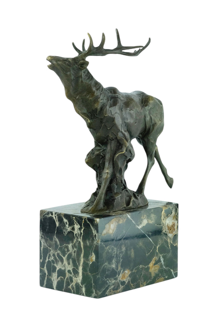 Bronze sculpture of a braying red deer