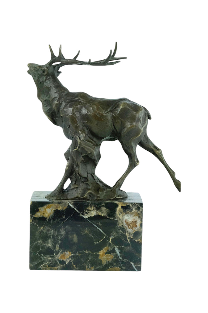 Bronze sculpture of a braying red deer