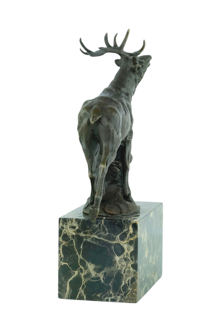 Bronze sculpture of a braying red deer