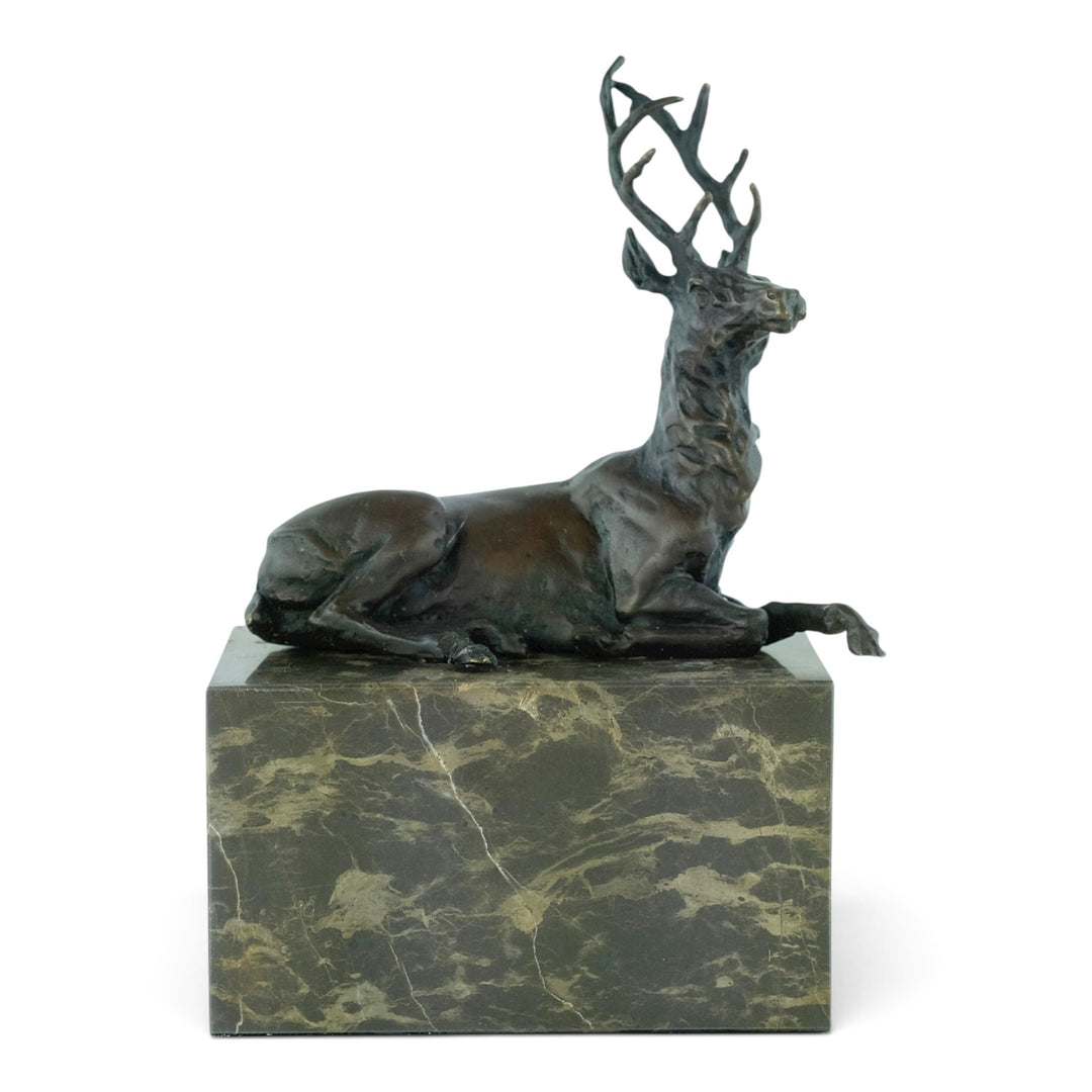 Bronze sculpture of a lying deer after Louis-Albert Carvin