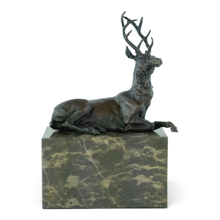 Bronze sculpture of a lying deer after Louis-Albert Carvin