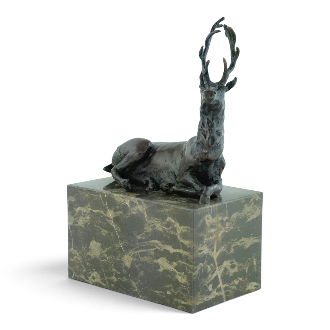 Bronze sculpture of a lying deer after Louis-Albert Carvin