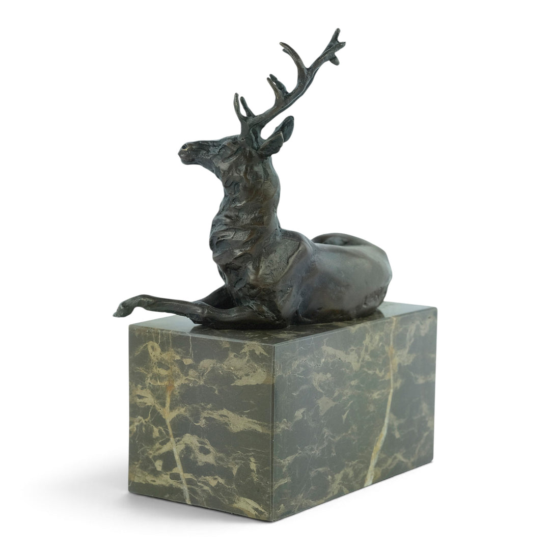 Bronze sculpture of a lying deer after Louis-Albert Carvin