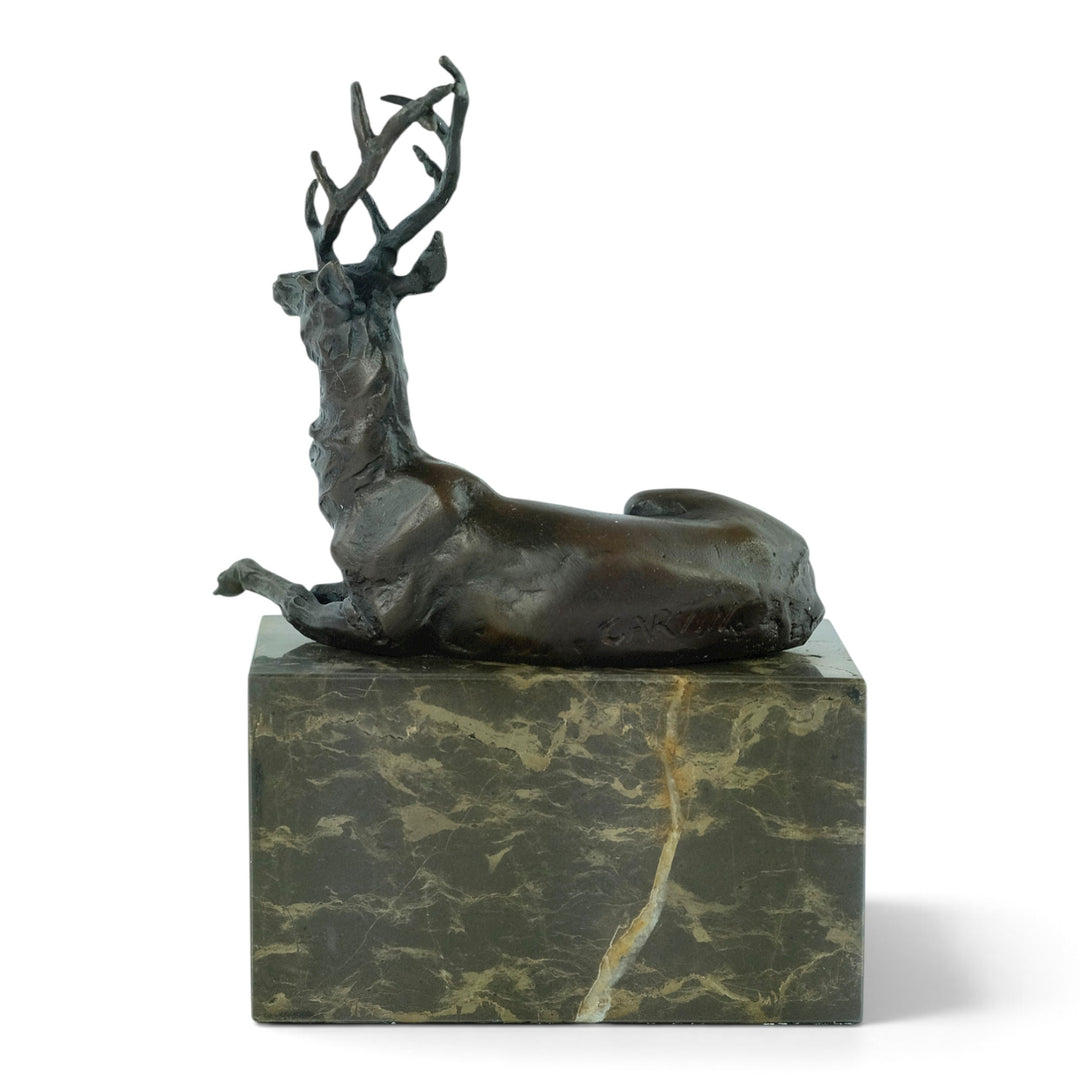 Bronze sculpture of a lying deer after Louis-Albert Carvin