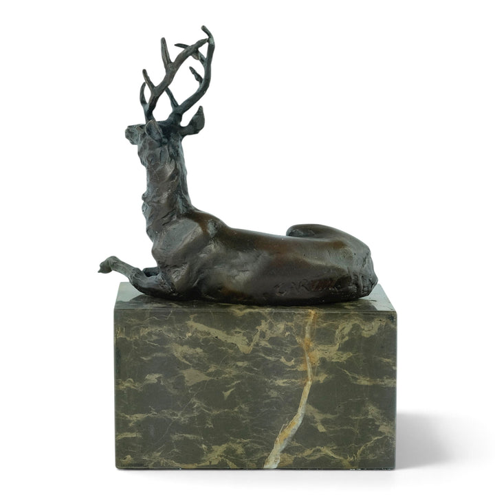 Bronze sculpture of a lying deer after Louis-Albert Carvin