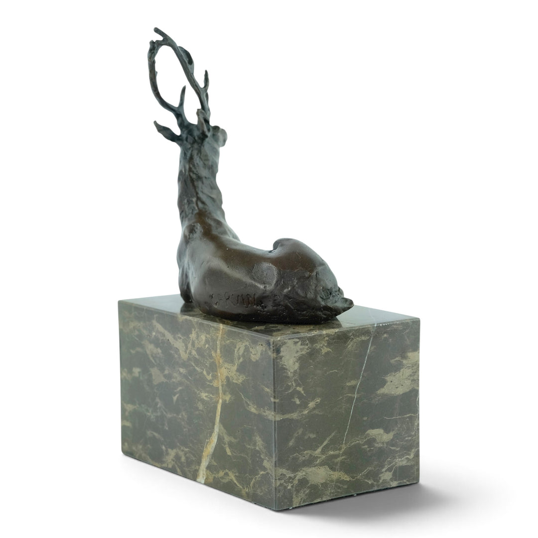Bronze sculpture of a lying deer after Louis-Albert Carvin