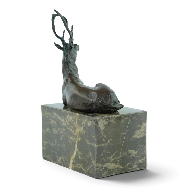 Bronze sculpture of a lying deer after Louis-Albert Carvin
