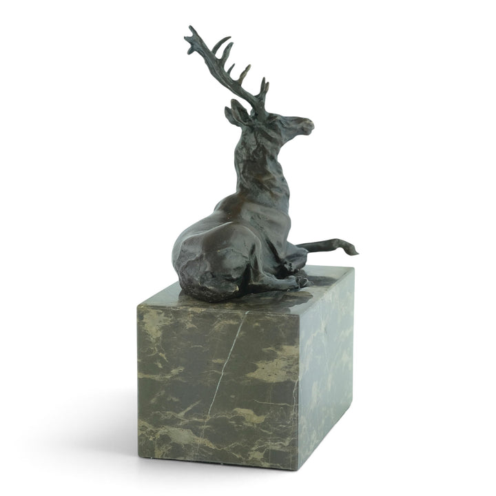 Bronze sculpture of a lying deer after Louis-Albert Carvin