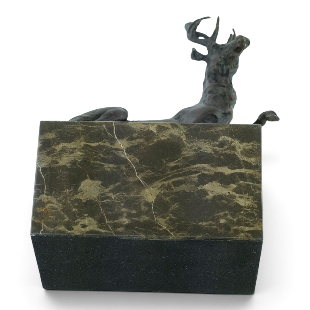 Bronze sculpture of a lying deer after Louis-Albert Carvin