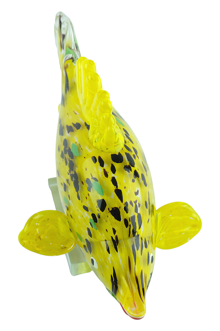 Colourful glass sculpture of a yellow exotic fish