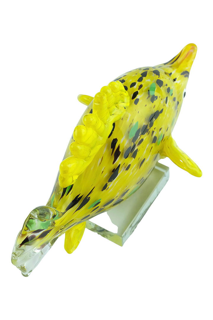 Colourful glass sculpture of a yellow exotic fish