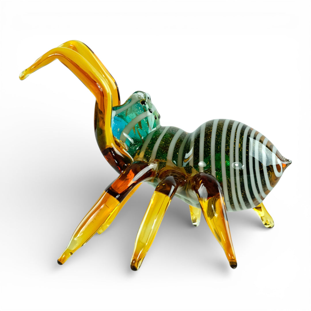 Glass spider sculpture in Murano style