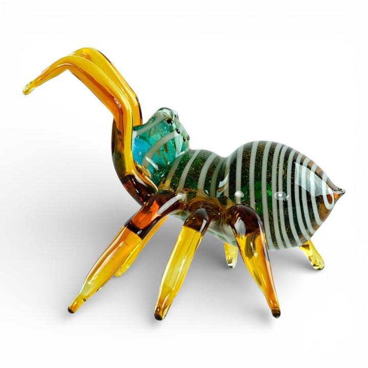Glass spider sculpture in Murano style