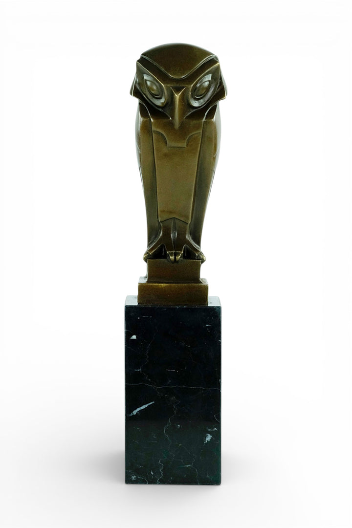 Scultura di gufo in bronzo stile Art Déco