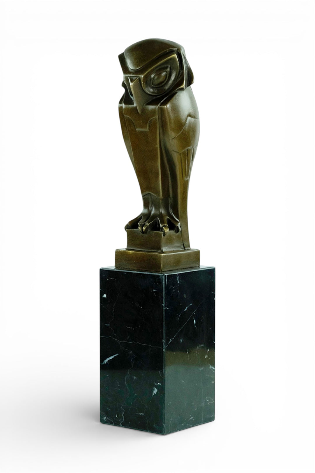 Scultura di gufo in bronzo stile Art Déco