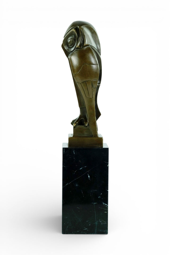 Scultura di gufo in bronzo stile Art Déco