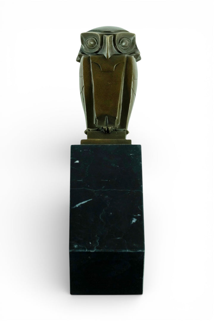 Scultura di gufo in bronzo stile Art Déco