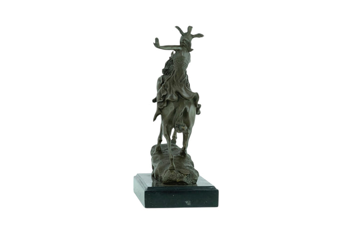 Bronze sculpture of a valkyrie riding her horse