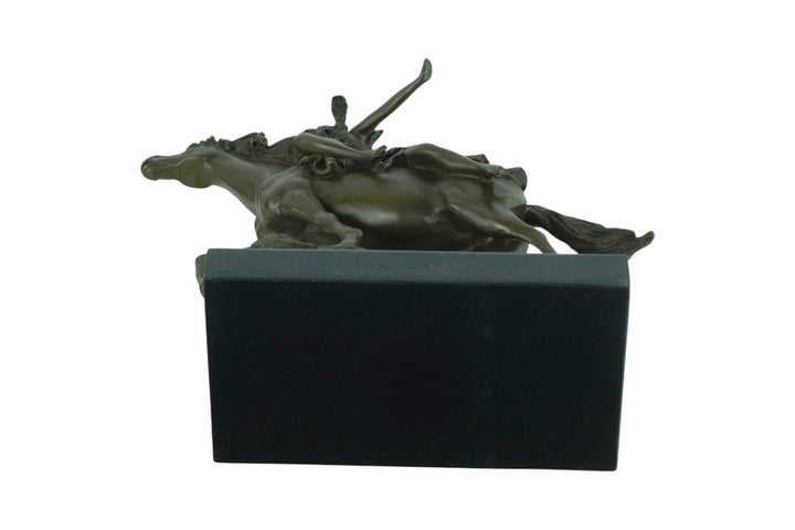 Bronze sculpture of a valkyrie riding her horse