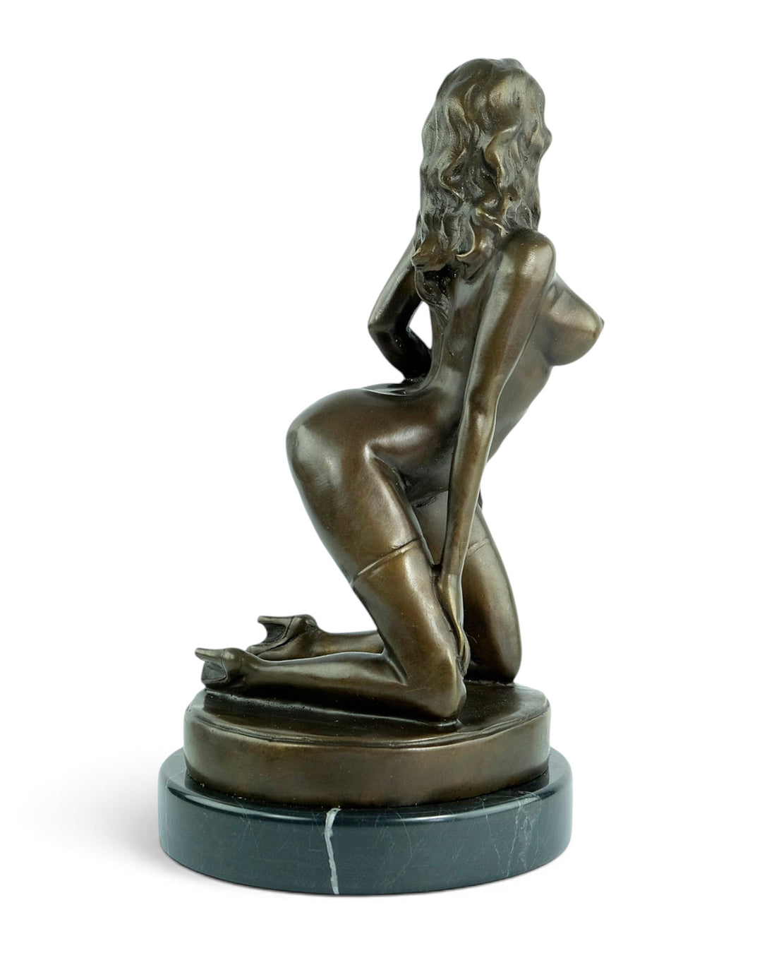 Bronze Sculpture of a Seductive Kneeling Female Nude