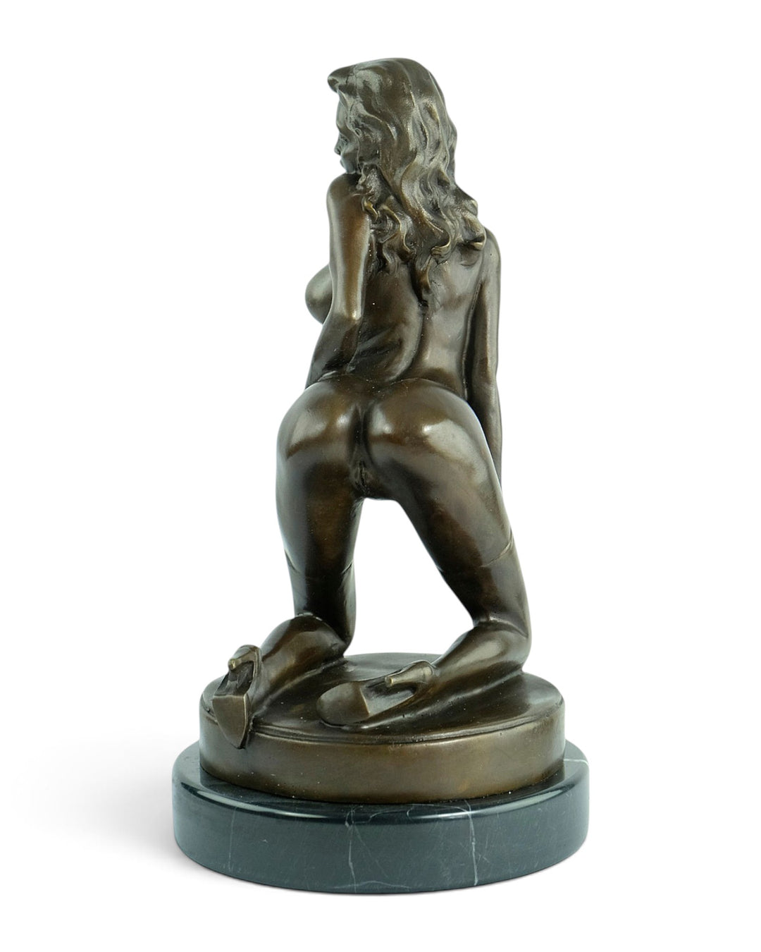 Bronze Sculpture of a Seductive Kneeling Female Nude
