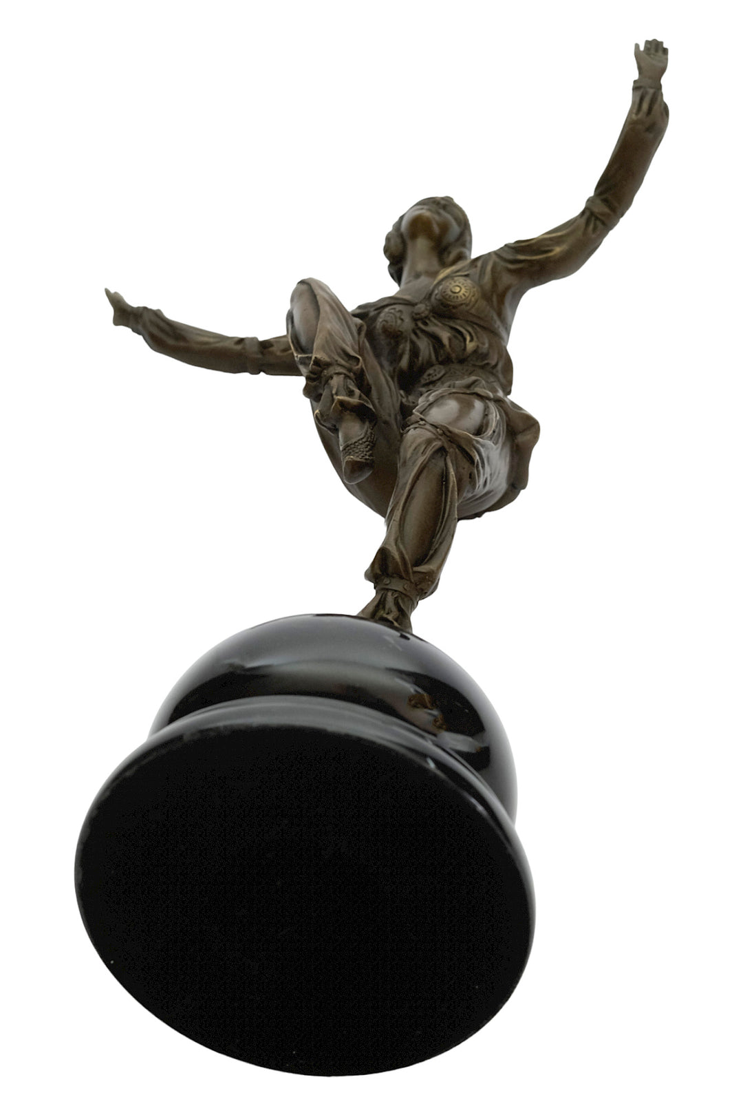 Bronze sculpture of an Art Deco style dancer named 'Scheherazade'