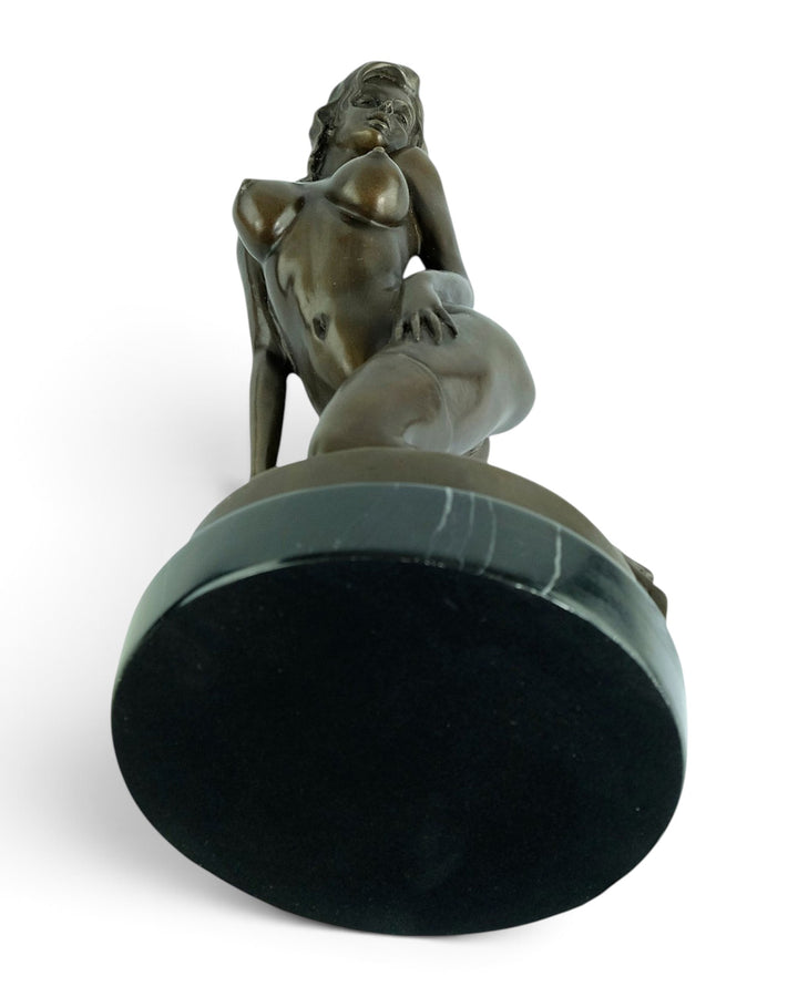Bronze Sculpture of a Seductive Kneeling Female Nude