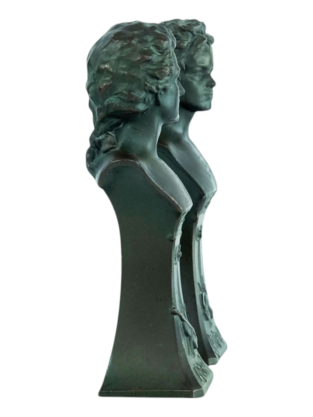 Paire de sculptures anciennes de Mozart et Beethoven
