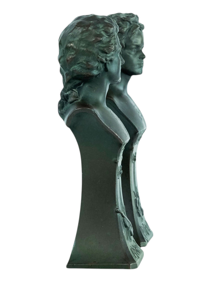 Paire de sculptures anciennes de Mozart et Beethoven