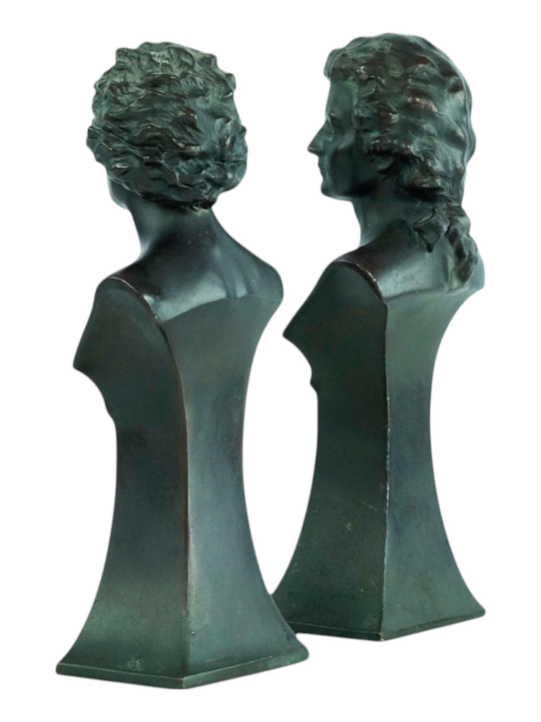 Paire de sculptures anciennes de Mozart et Beethoven