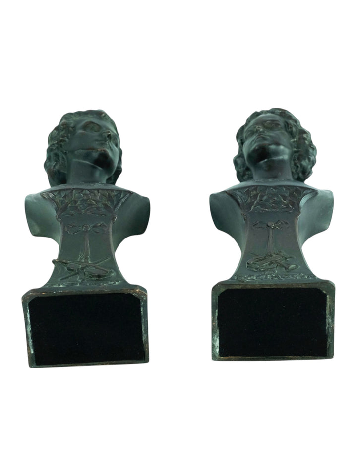 Paire de sculptures anciennes de Mozart et Beethoven