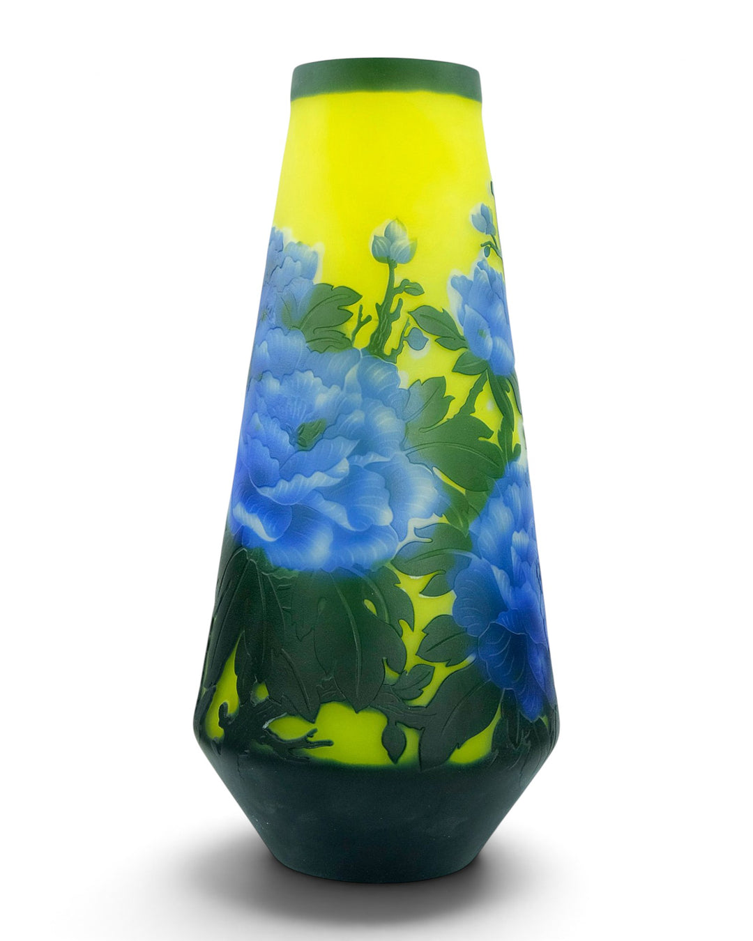 Large Cameo Glass Vase with Blossoms and Birds after Émile Gallé