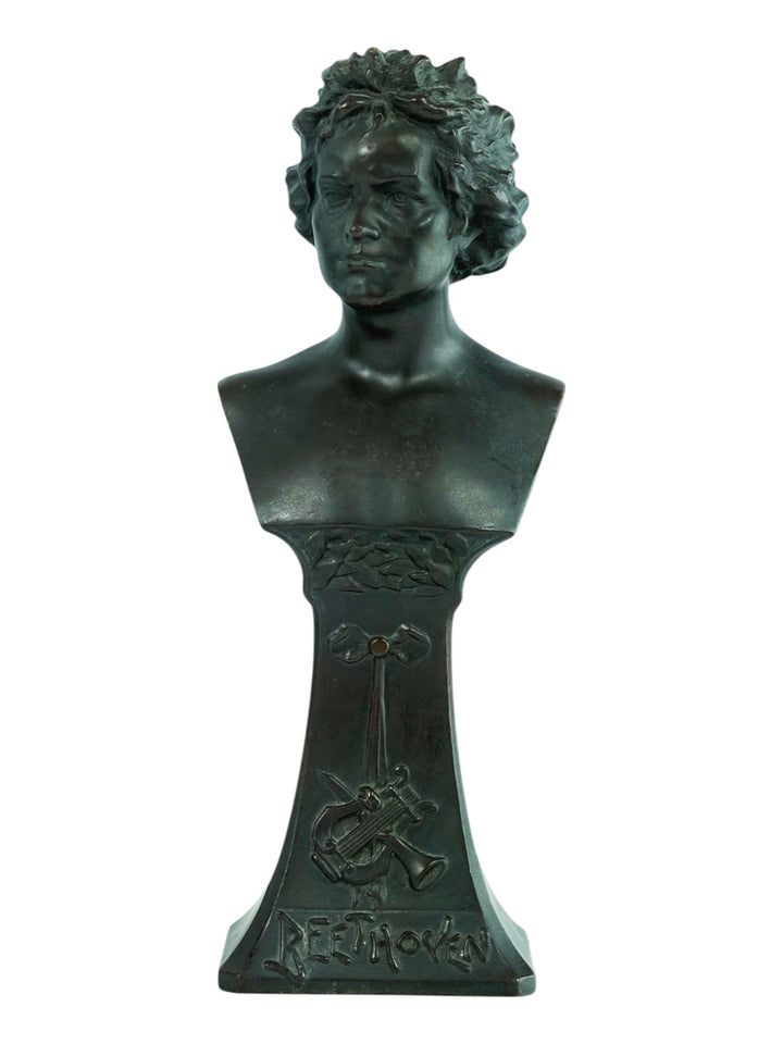 Paire de sculptures anciennes de Mozart et Beethoven