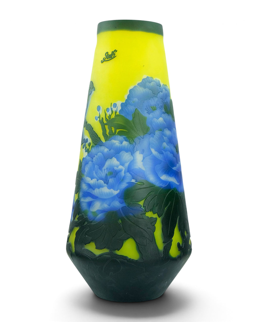 Large Cameo Glass Vase with Blossoms and Birds after Émile Gallé