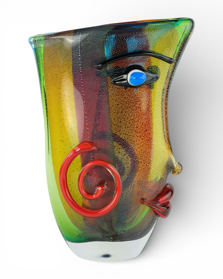 Large glass vase of a female face in Picasso style