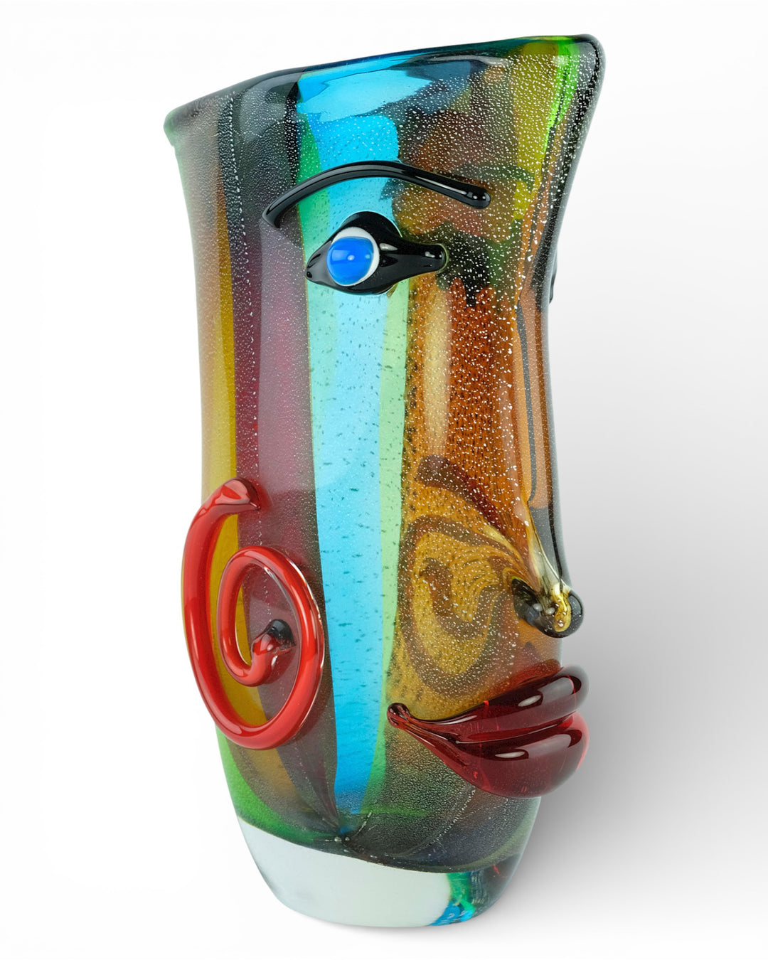 Large glass vase of a female face in Picasso style