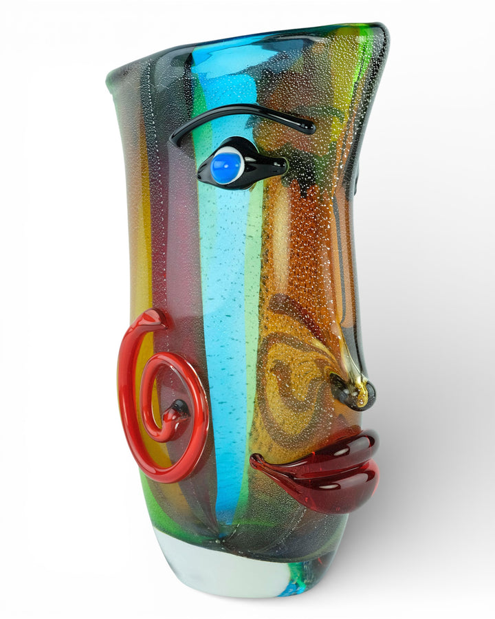 Large glass vase of a female face in Picasso style