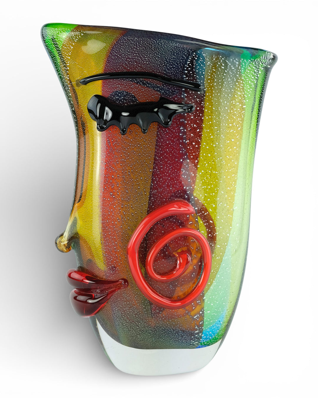 Large glass vase of a female face in Picasso style
