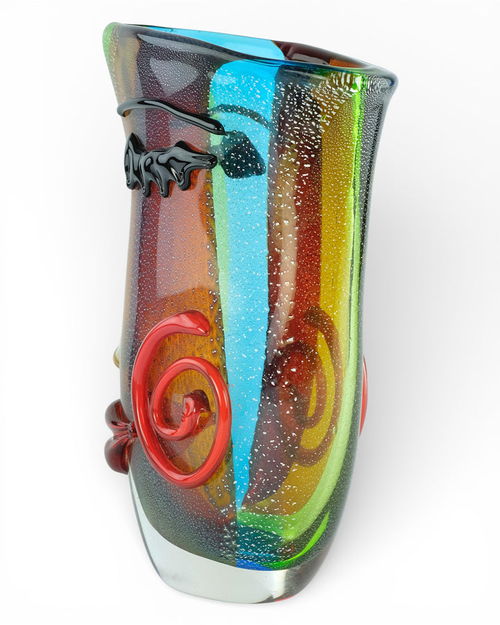 Large glass vase of a female face in Picasso style