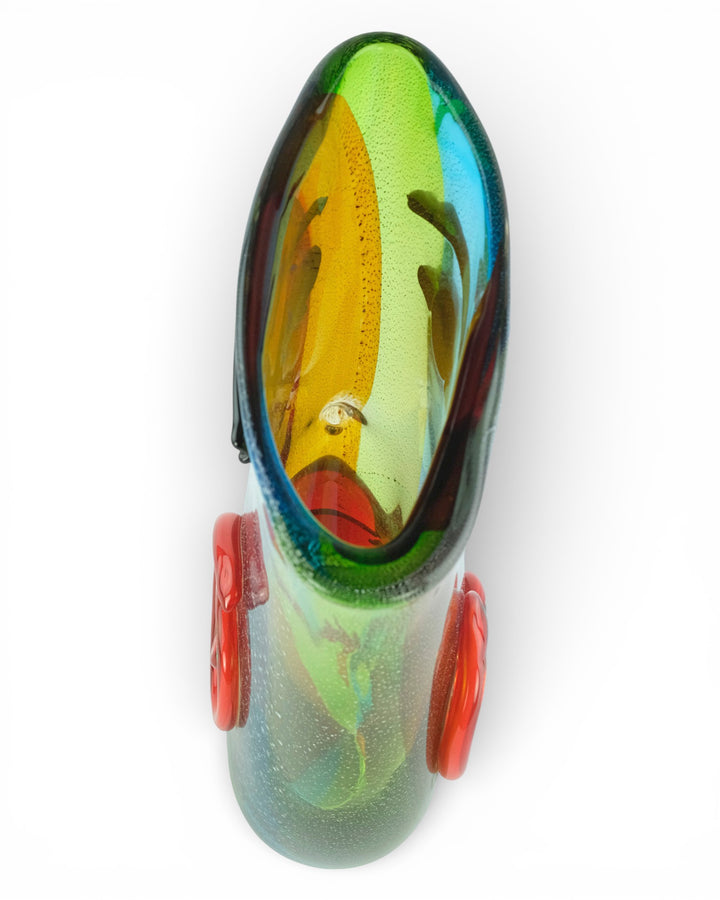 Large glass vase of a female face in Picasso style