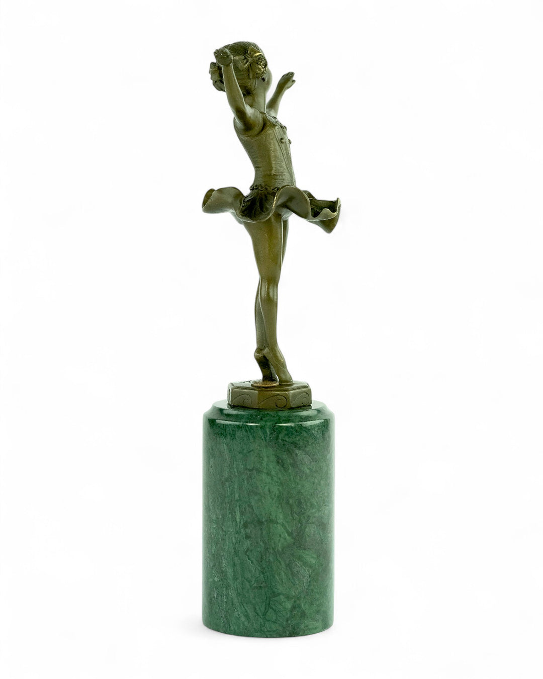 Bronzen sculptuur van een jonge ballerina in Art Deco stijl