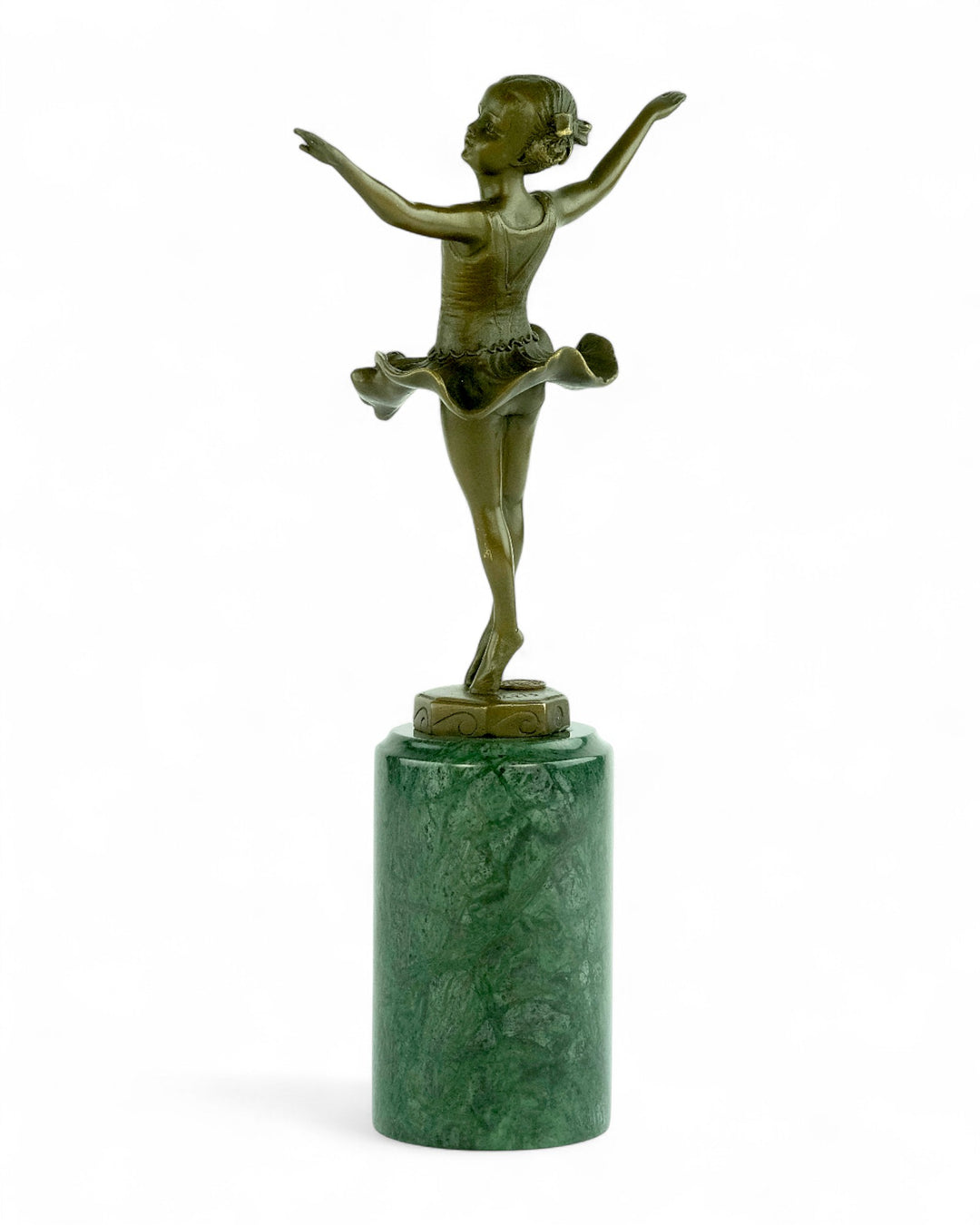Bronzen sculptuur van een jonge ballerina in Art Deco stijl