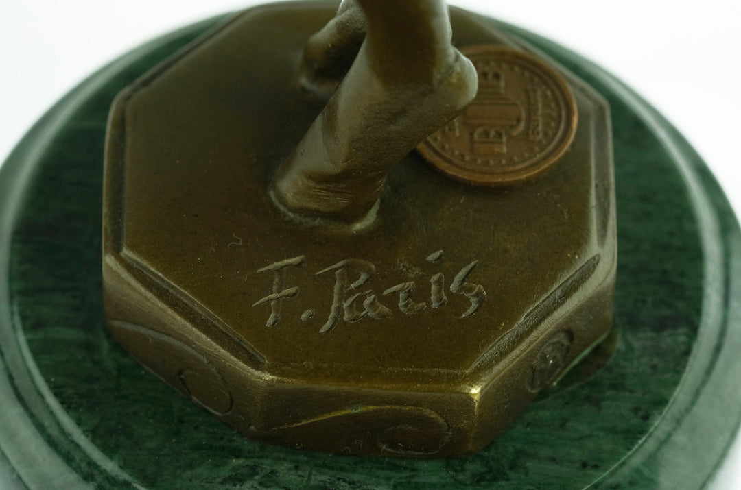 Bronzen sculptuur van een jonge ballerina in Art Deco stijl