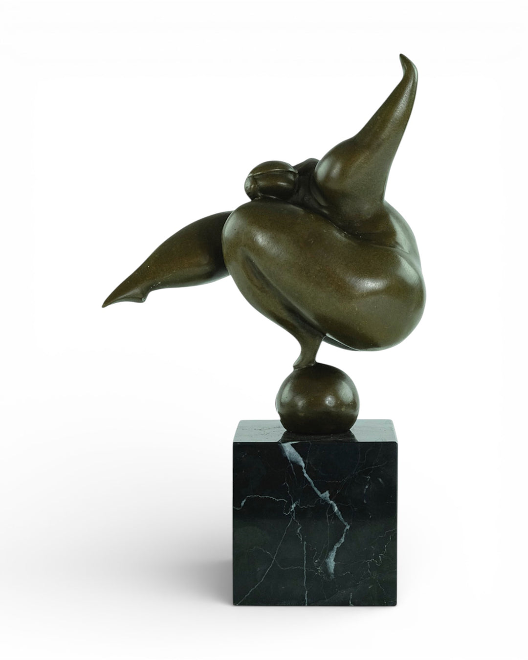 Bronze sculpture of a dancing voluptuous female in Botero style