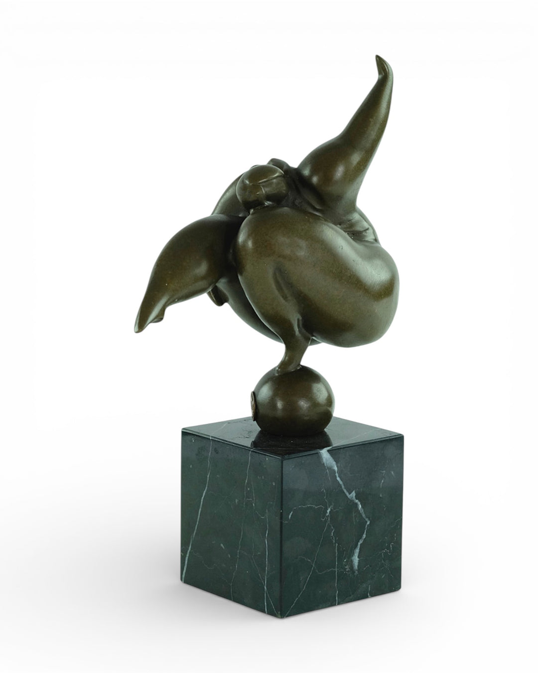 Bronze sculpture of a dancing voluptuous female in Botero style